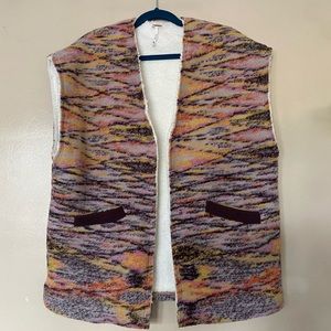 Free People Wool and Sherpa Reversible Aztec Vest